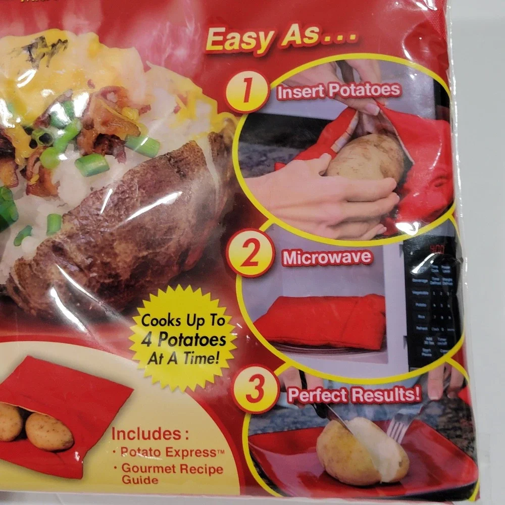 Potato Express Microwave Potato Cooker Bag Red Cooks‎ Up to 4 Potatoes in 4 Min